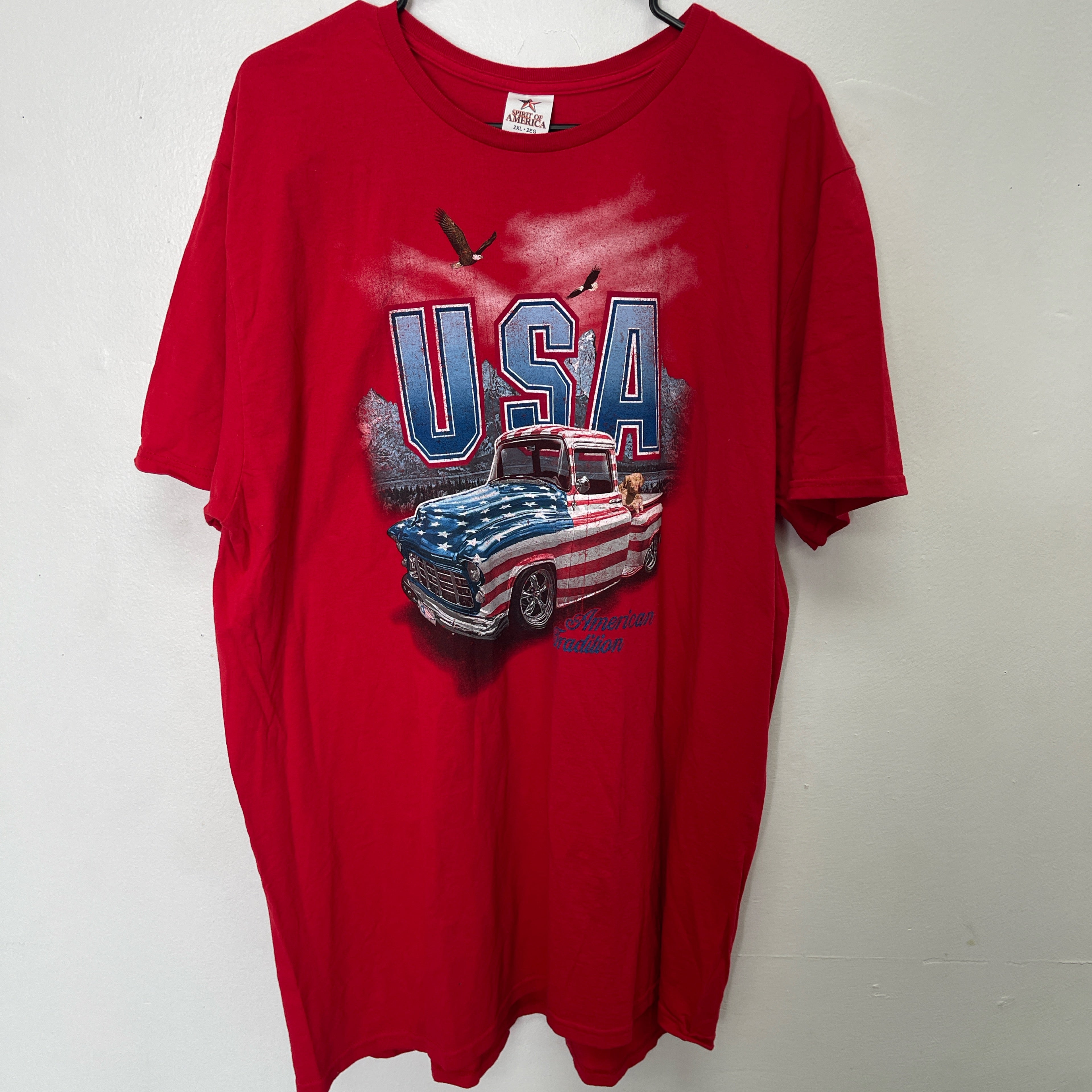 Red vintage USA truck graphic tee tee size 2XL